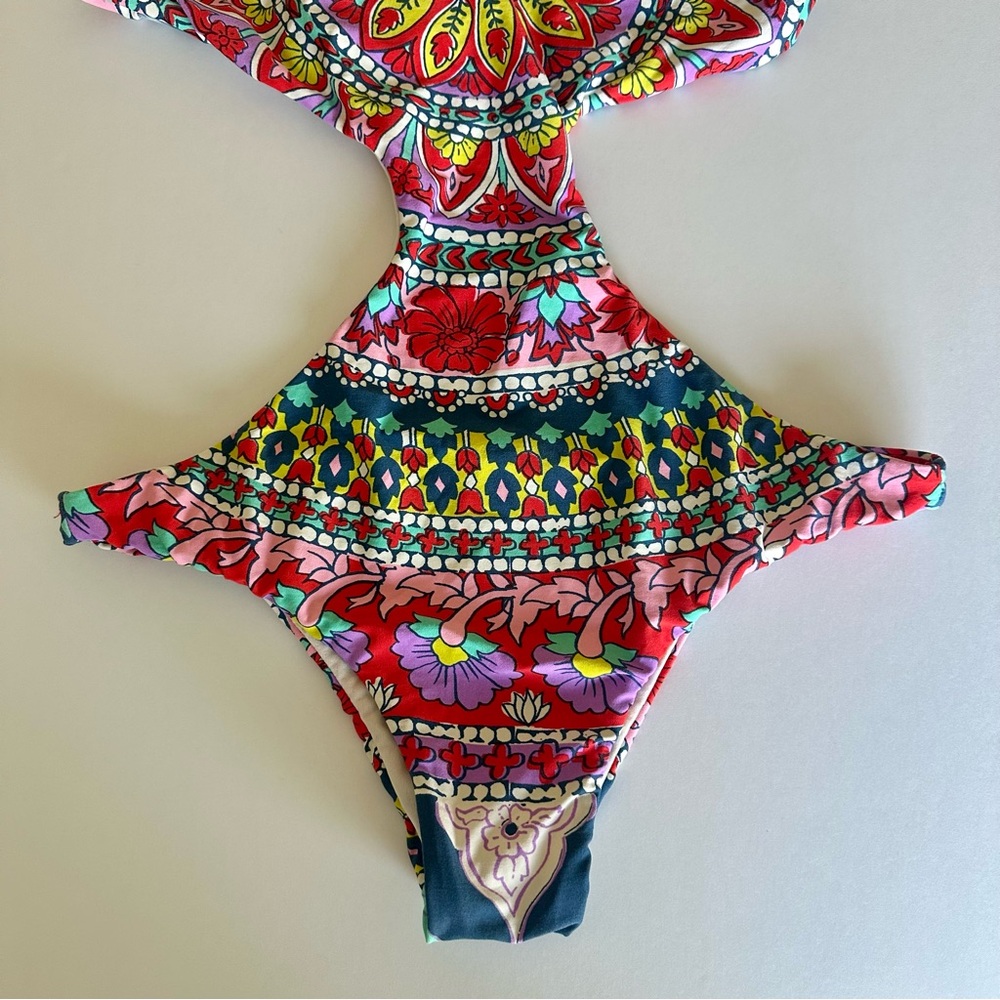 Billabong Womens Y2K One Piece Monokini Swimsuit Boho Multicolored Floral Medium - Picture 7 of 16